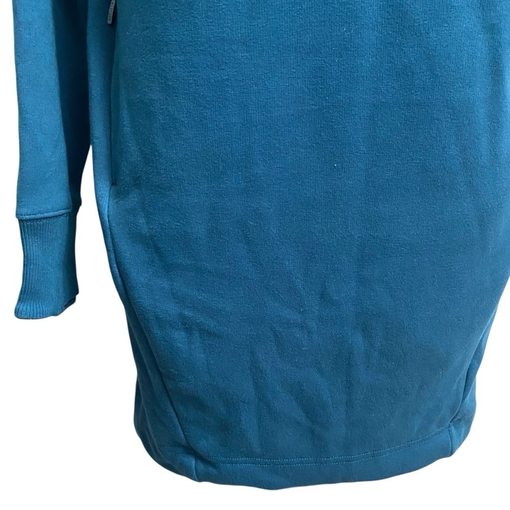 Athleta Cozy Karma Mock Neck Sweatshirt Dress Small Teal Pockets - Picture 5 of 16